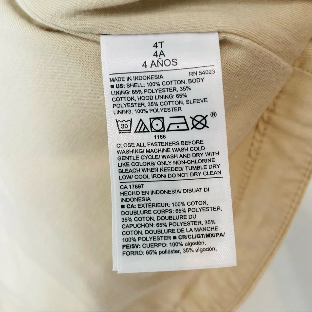Old Navy toddler boy jacket size 4T khaki utility hooded winter snap button kid